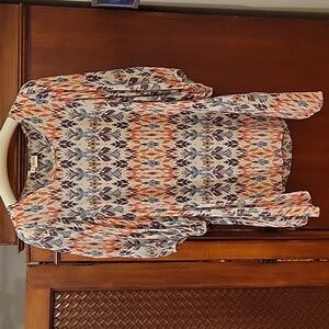 Tianello By Steve Barraza | Boho Western Abstract Watercolor 100% Silk Tunic - S